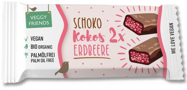 Veggy Friends Schokoriegel Kokos-Erdbeere BIO VPE